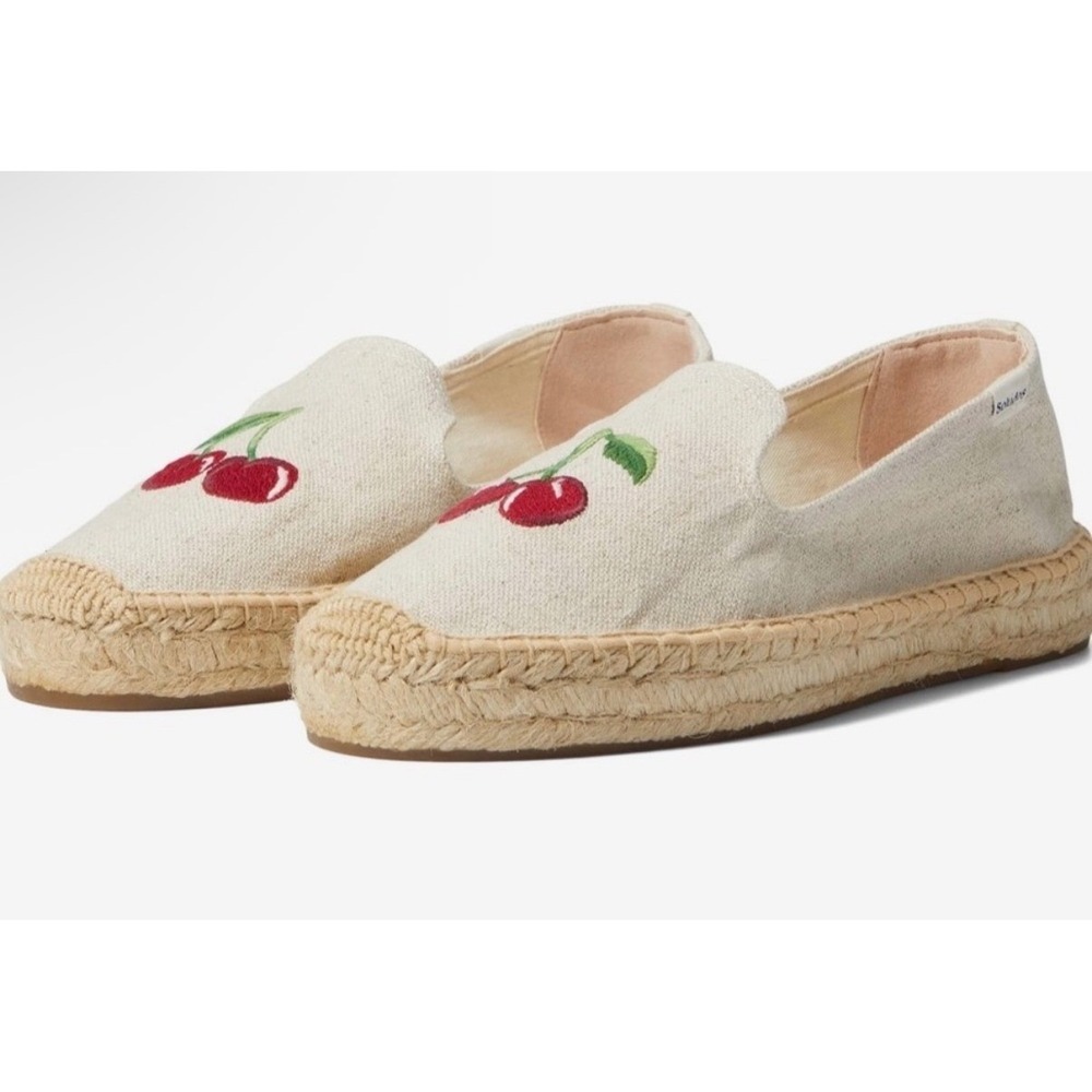 Soludos Cherry On Top Platform Espadrille Sand Canvas Shoes Women 9.5 New